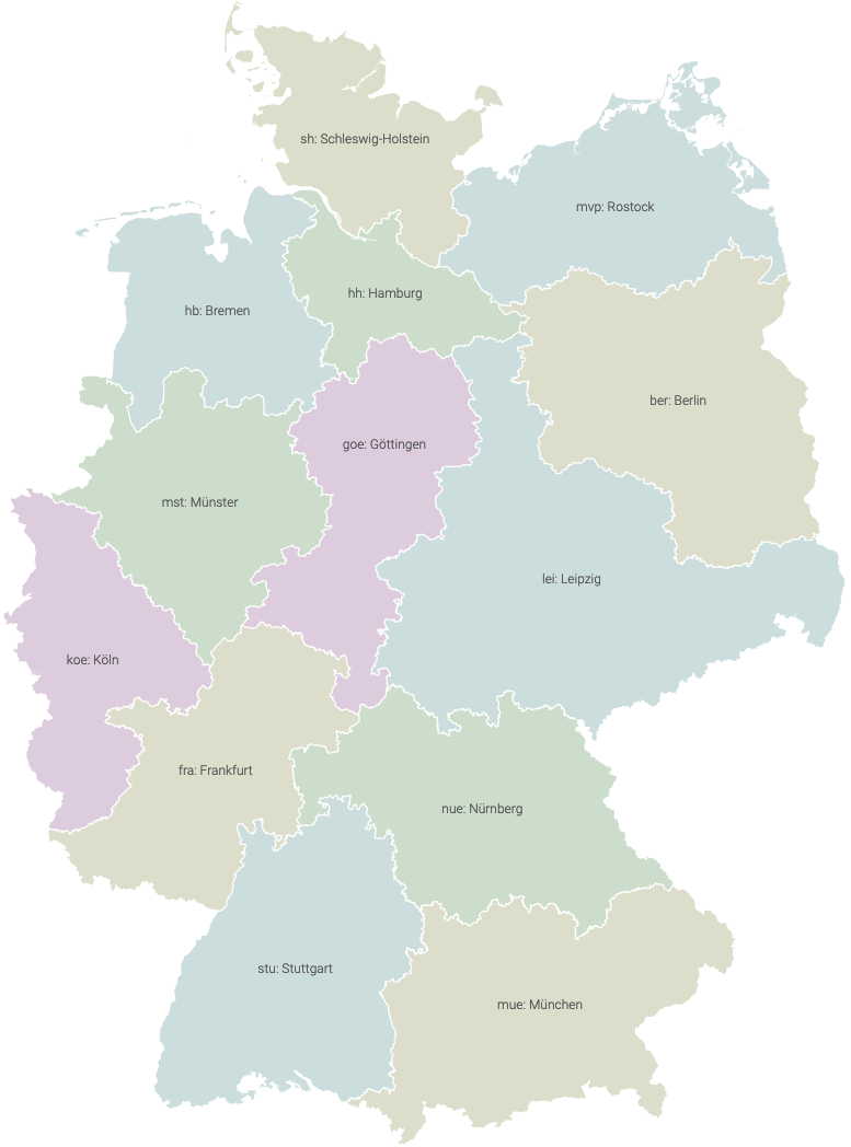Erhebungsregionen auf Deutschlandkarte